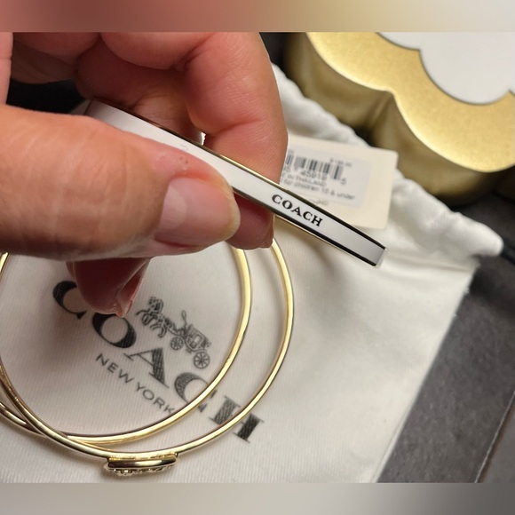 Coach Gold and White Bangle Bracelet Set of 3 - Picture 8 of 12